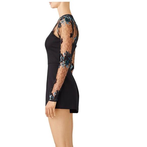 Amanda uprichard black romper with lace and embroidery -repaired size medium - Picture 3 of 11